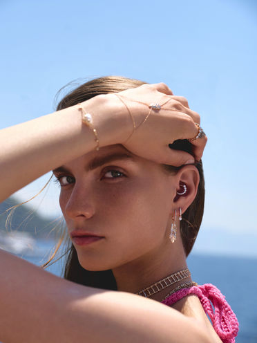 Kismet by Milka jewelry on model 2